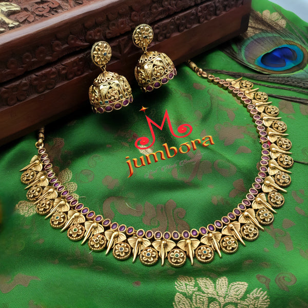 Ganesha Kemp Necklace set with Jhumka