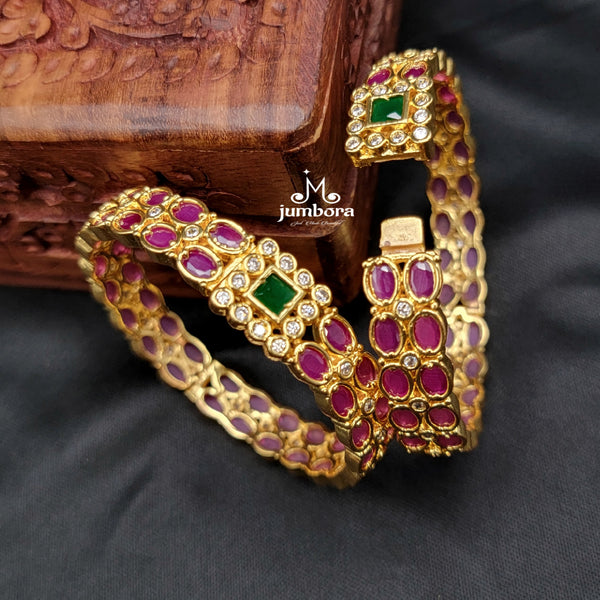 Red, Green & White AD Zircon (CZ) Stone Openable Bangle