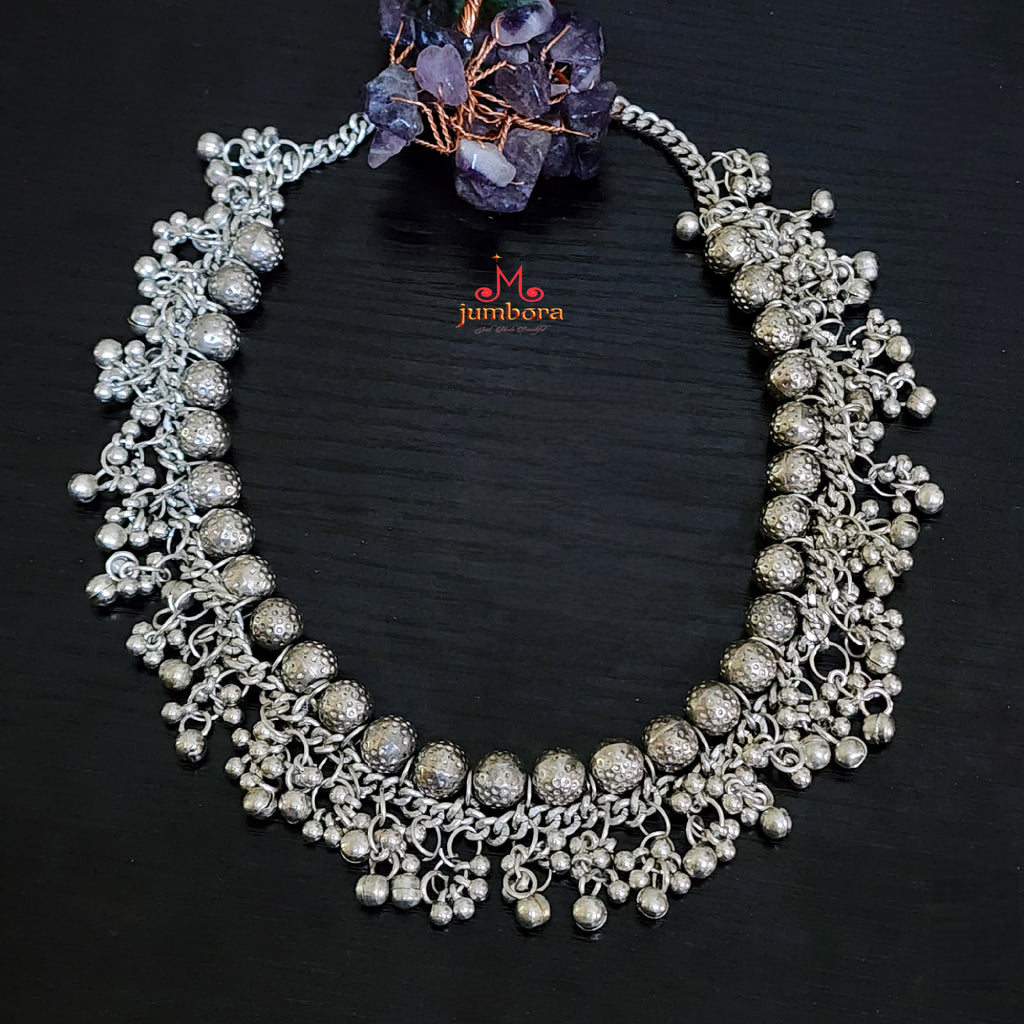 Gungaroo Oxidized German Silver Ball Necklace