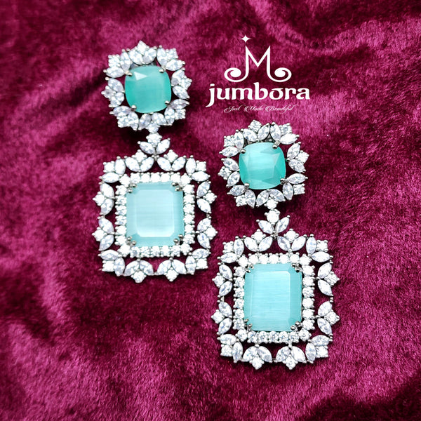 Statement Turquoise Blue White AD Zircon(CZ) VictorianEarring