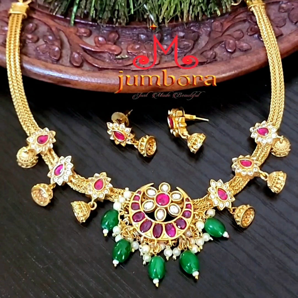 Traditional Jhumka Kemp Necklace set