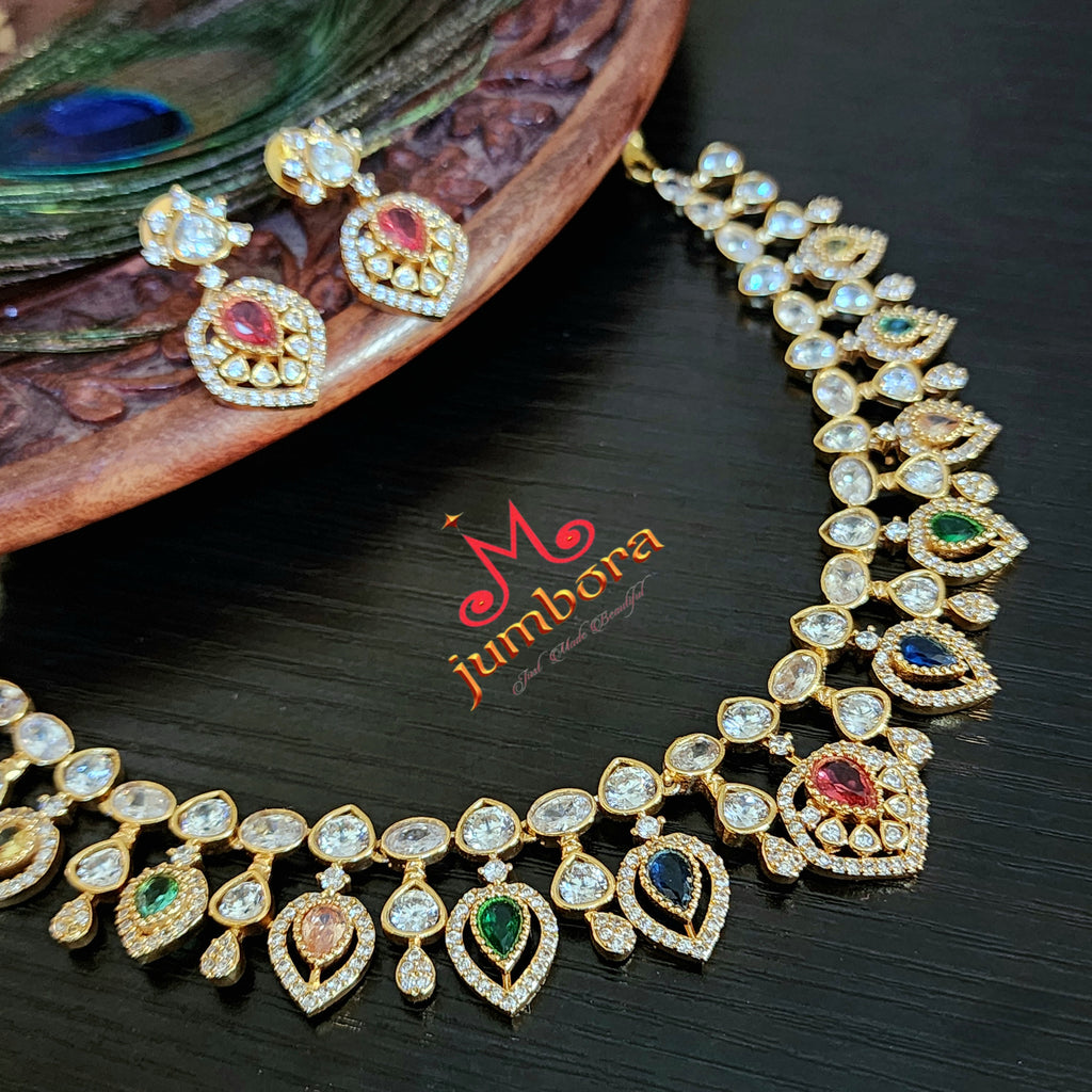 Multicolor CZ Stone Necklace Set