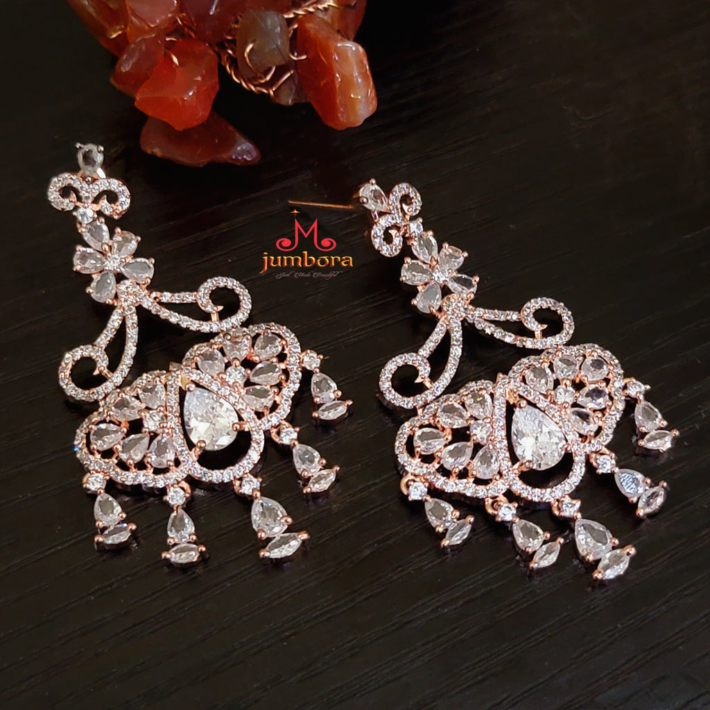 Contemporary Rose Gold White AD Zircon (CZ)Earring
