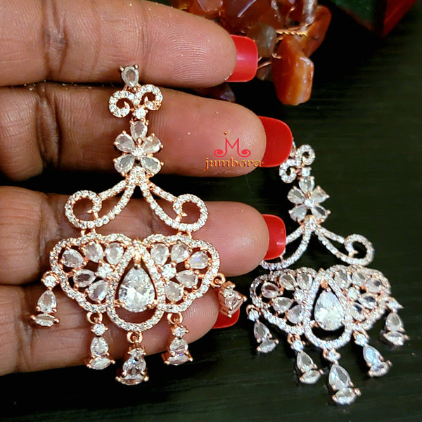Contemporary Rose Gold White AD Zircon (CZ)Earring