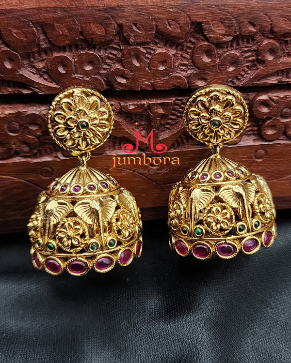 Ganesha Kemp Necklace set with Jhumka