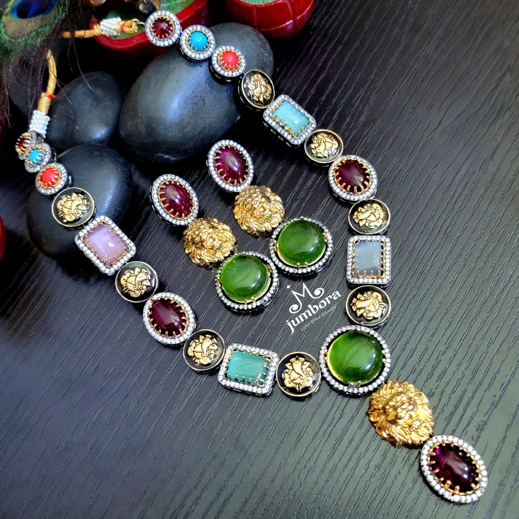 Sabyasachi Inspired Statement Multicolor Victorian Necklace Set