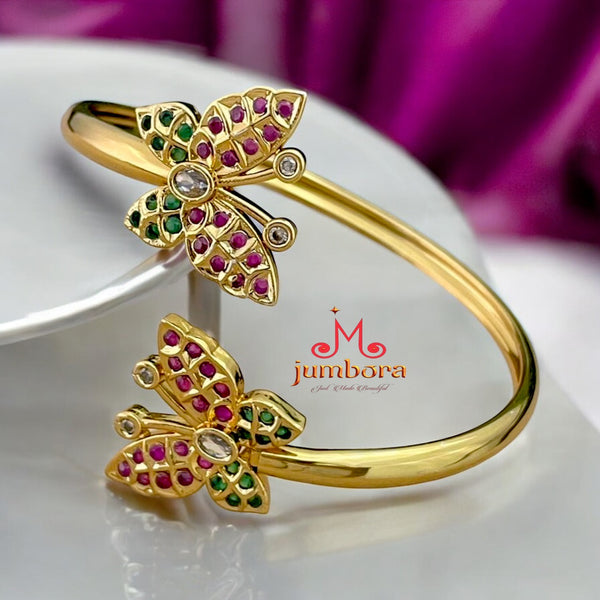 Butterfly Gold Finish Open Type Single Bangle Bracelet