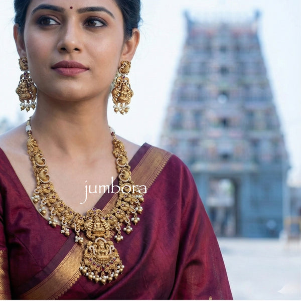 Nakshi AD Peacock Lakshmi Necklace in Temple Jewelry