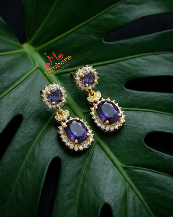 Contemporary Deep Violet & White CZ (Zircon) Delicate Necklace Set