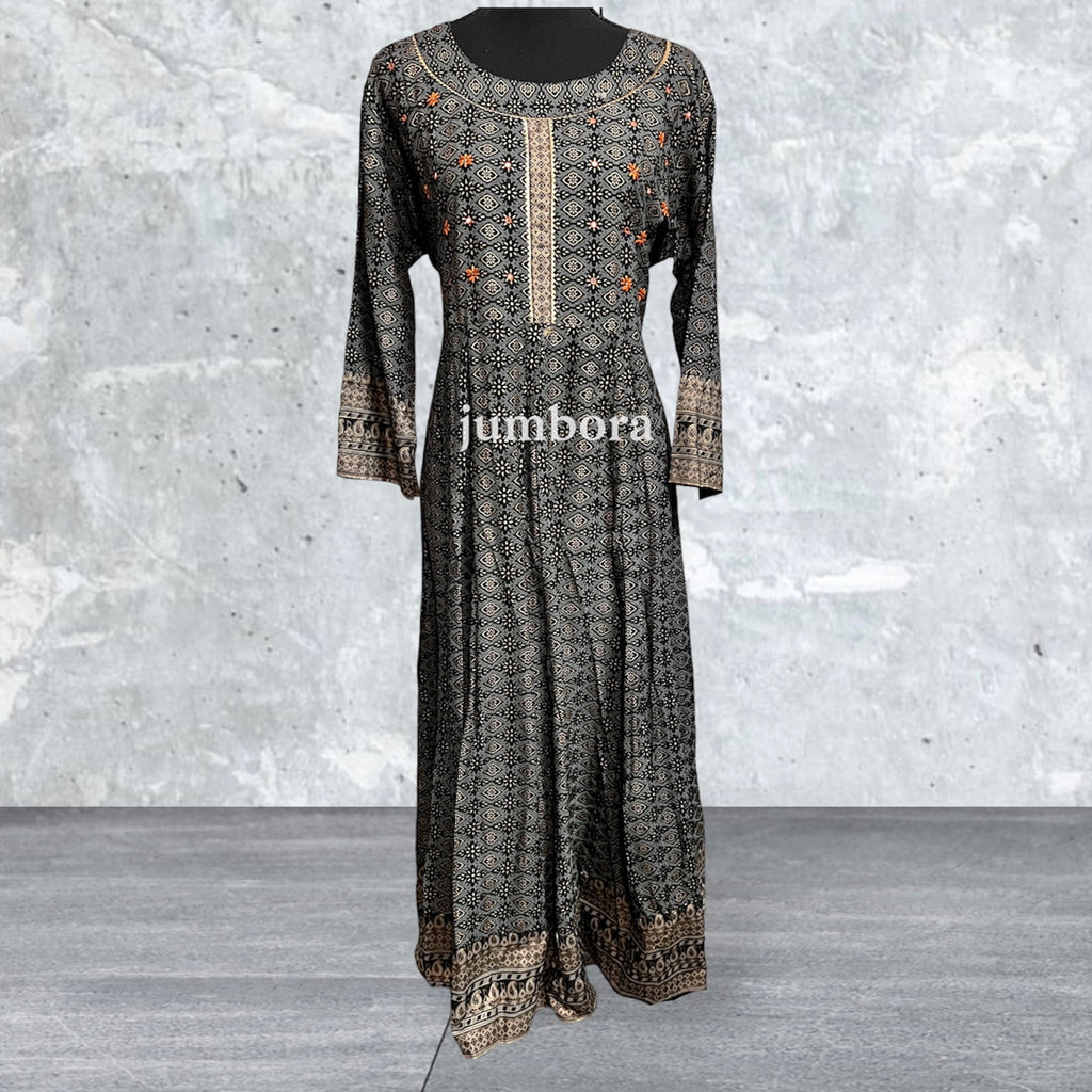 Black & Grey Jaipuri Designer Dress Style Kurthi