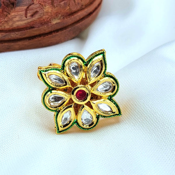 Adjustable Kundan Finger Ring