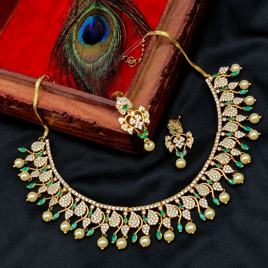 Emerald Green & White AD Zircon (CZ) Necklace