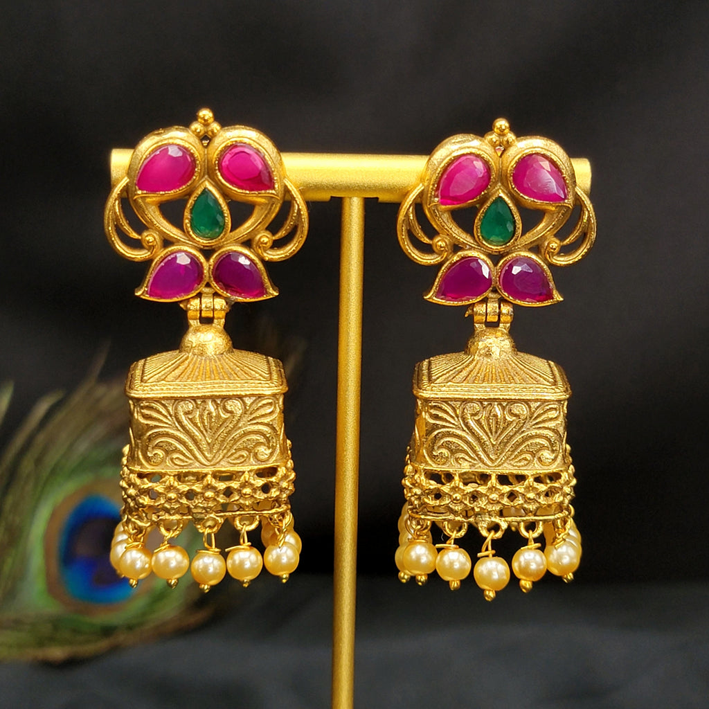 Amrapali Inspired Rajwadi Anitque Gold Jhumka