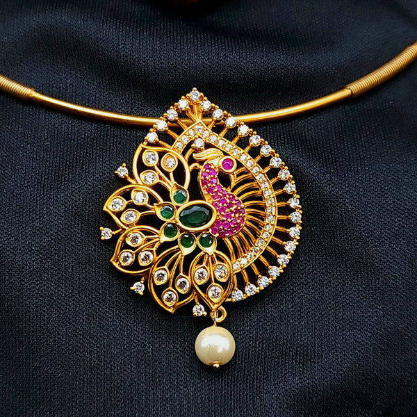 Matte Gold Peacock Hasili Necklace Set