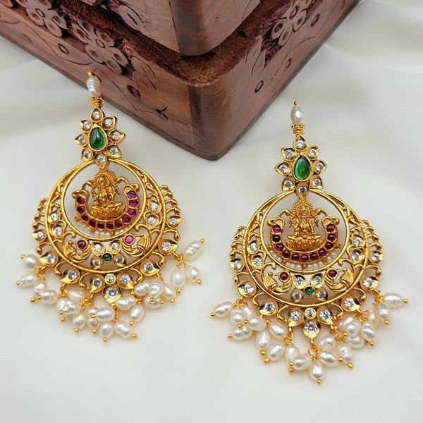 Lakshmi Chaandbali Kemp Earrings with Rice Pearls