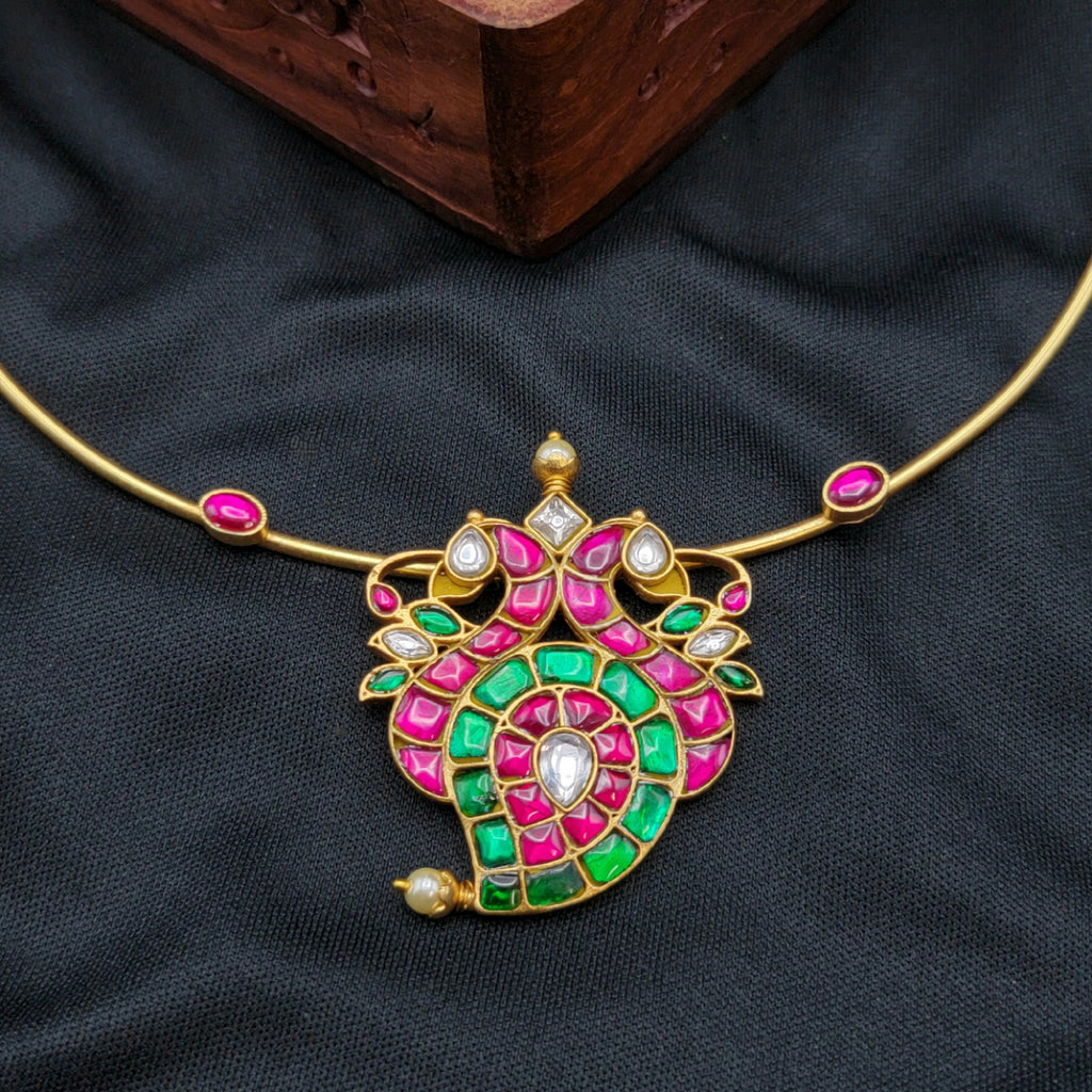 Premium Hasili Mango Peacock Jadau Pendant Necklace