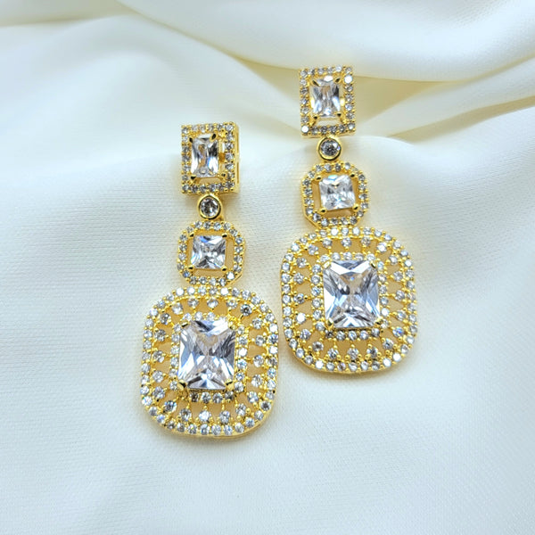 Square White Zircon AD (CZ) stone Earring