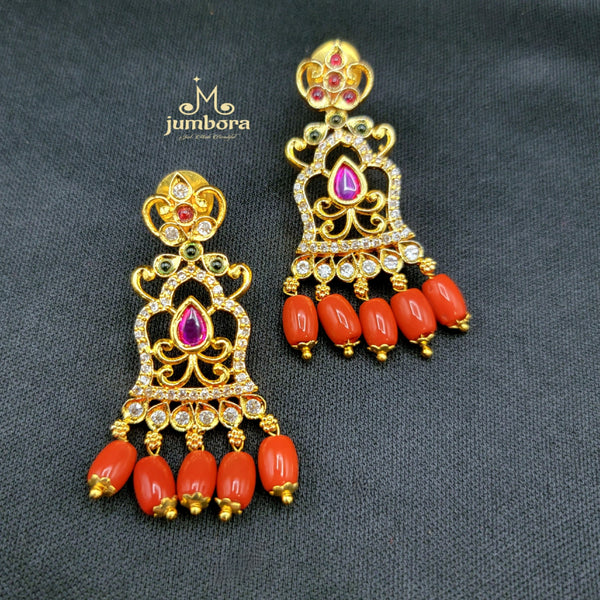 Ram Parivaar Coral & Gold beads Mala Necklace Set