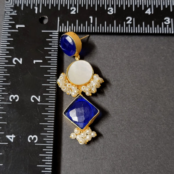 Amrapali Inspired Blue & Mother of Pearl Earrings