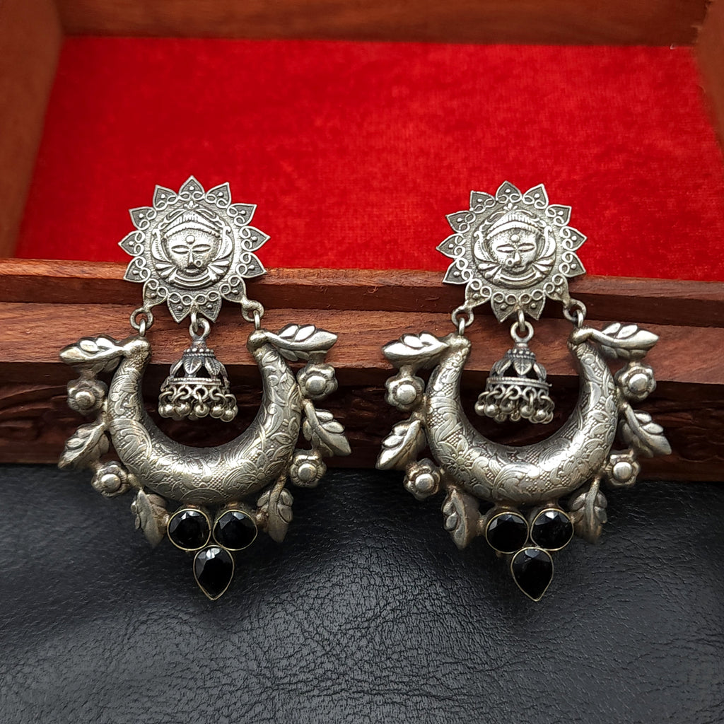 Goddess Durga Oxidized German Silver Earring