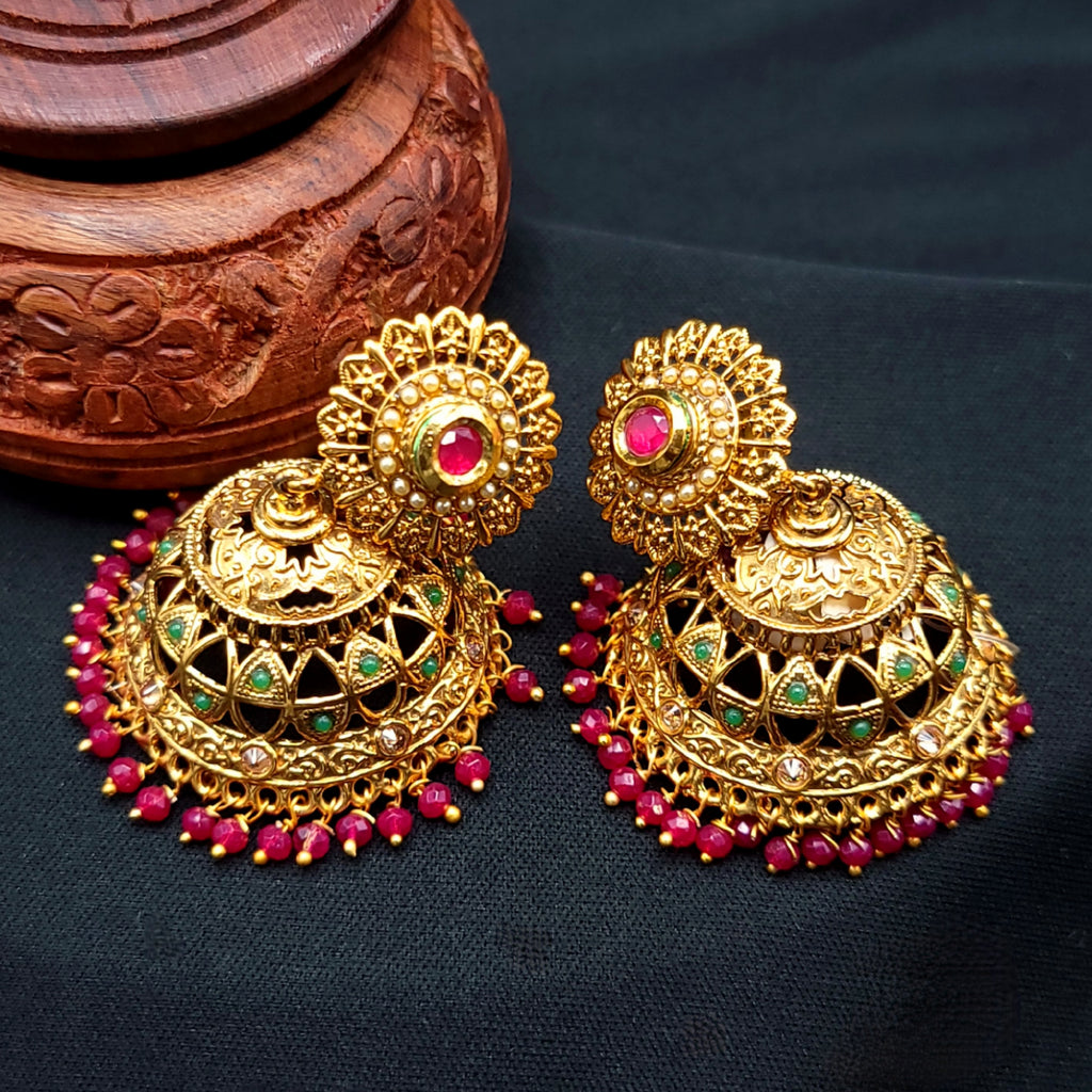 Antique Gold Big Jhumka Earring
