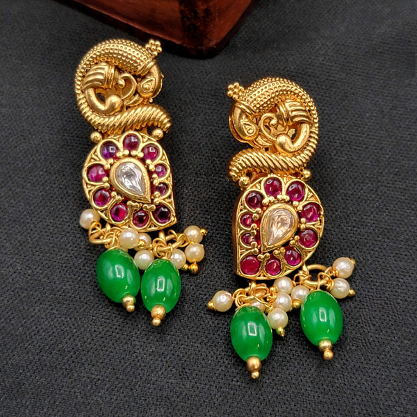 Peacock Mango Antique Gold Kemp Necklace set
