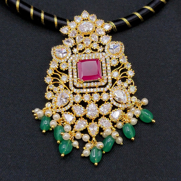Ruby Red & White Black Dori Moissanite Necklace set