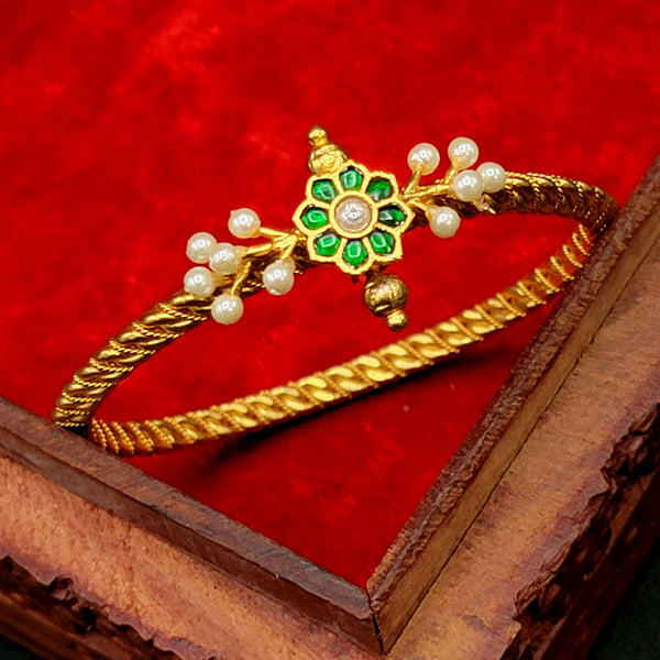 Openable Green & Pearl Jadau Kundan Bangle