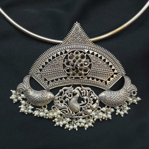 Peacock Hasili Necklace in Oxidized German Silver