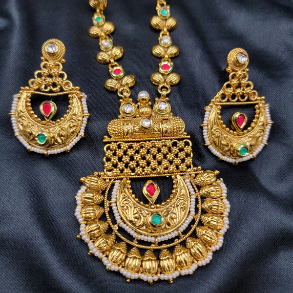 Kundan Antique Gold Chandbali Necklace