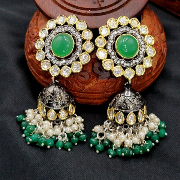 Tyaani Inspired Victorian AD Kundan Peridot Green beads Mala set