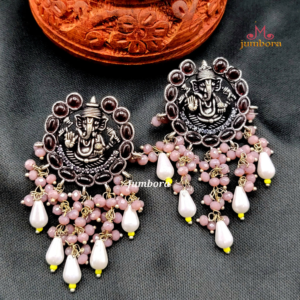 Ganesha Oxidized German Silver Earring