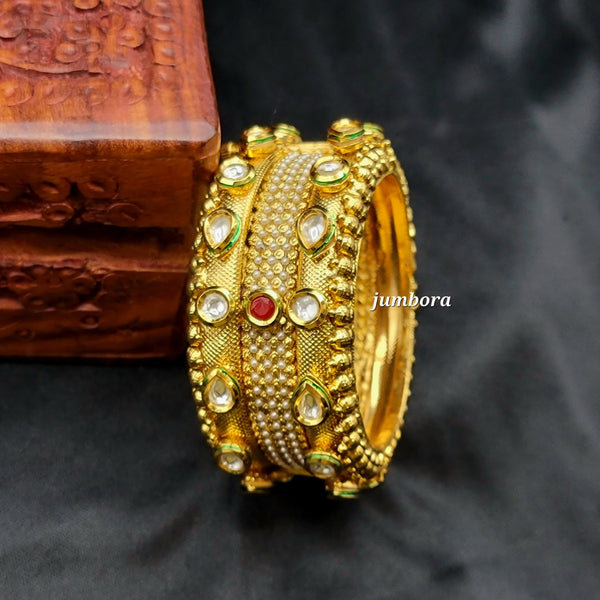 Antique Gold Openable Kundan Bangle Bracelet