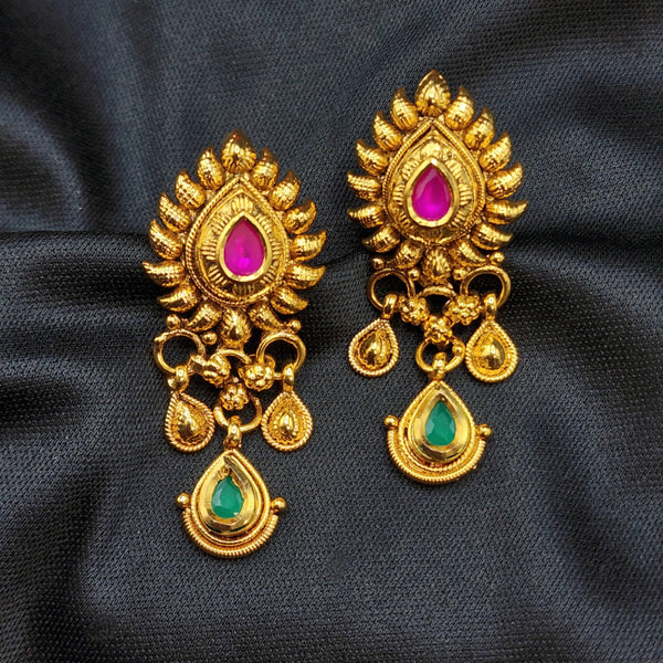 Traditional Antique Gold plated Mango Kundan Necklace Set