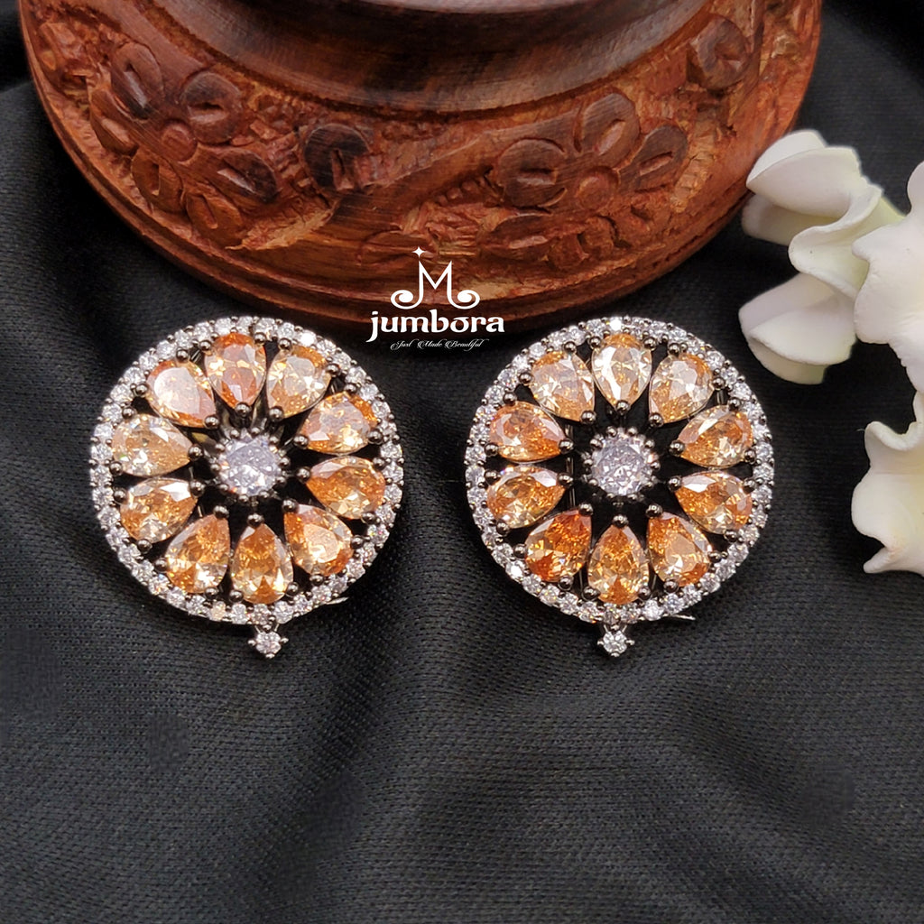 Champagne Color Victorian AD Zircon Stud Earring