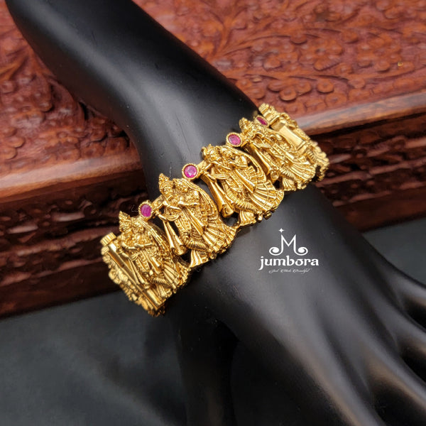 Antique Gold Openable Radha Krishna Bangle Bracelet