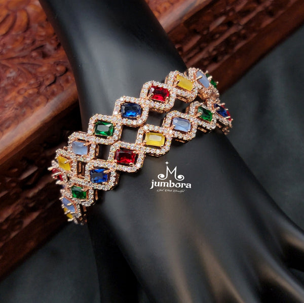 Multicolor Rose Gold AD Zircon (CZ) Bangle