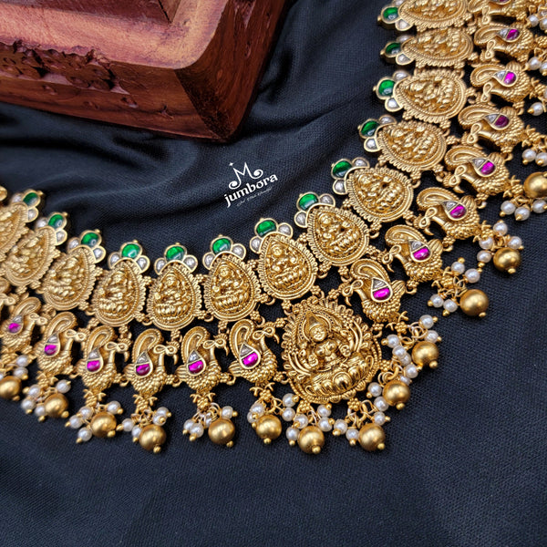 Royal Lakshmi Nakshi Kundan Jadau Temple Jewelry Necklace