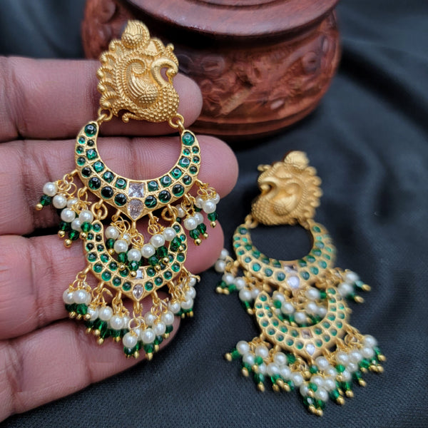 Peacock Green Kemp Double Chaandbali Earring