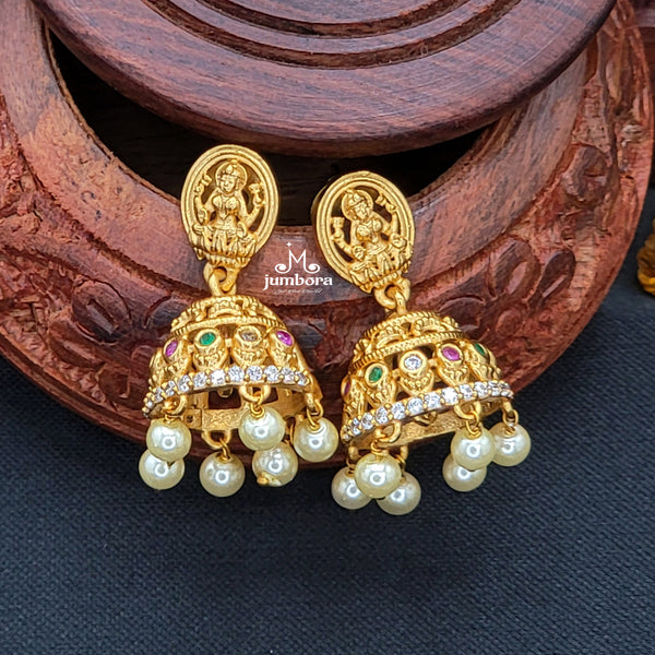Mustard Yellow Pumpkin Beads Choker Lakshmi Necklace Temple Jewelry Set