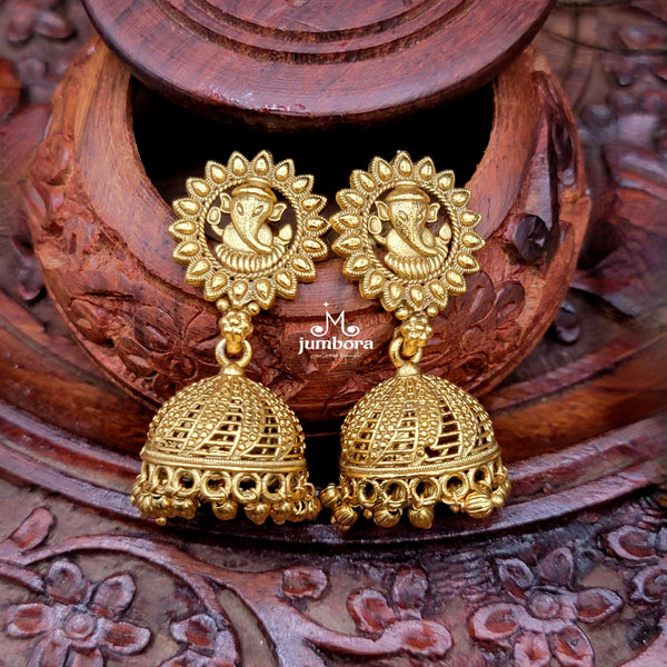 Temple Jewelry Gold Alike Ganesha & Peacock Kemp Necklace set