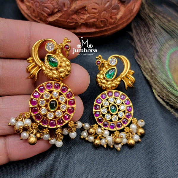 Peacock Red and Green Kemp Earring