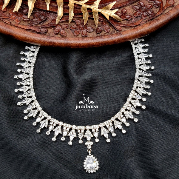 Elegant White Diamonite AD Zircon (CZ) Necklace Set