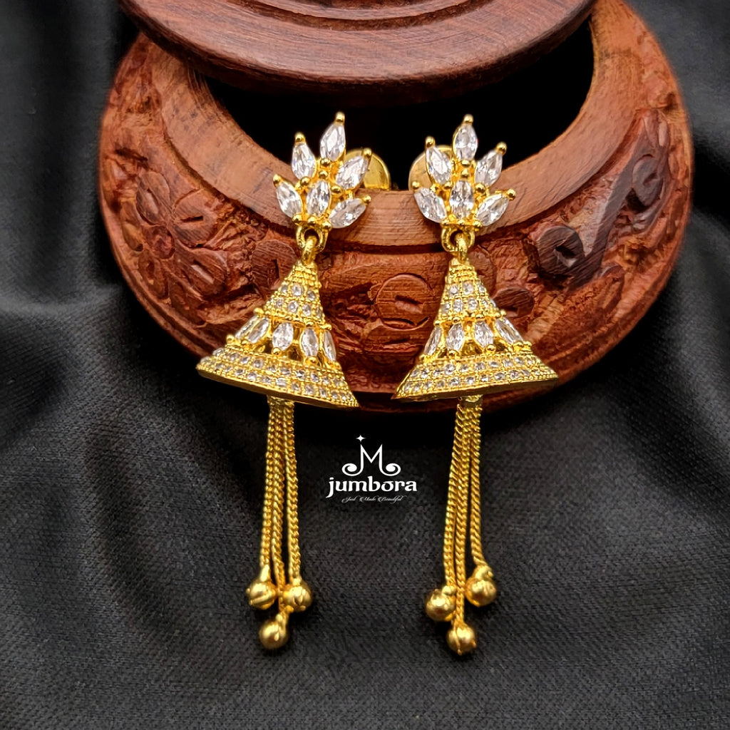 White AD Zircon (CZ) Long Jhumka Earring