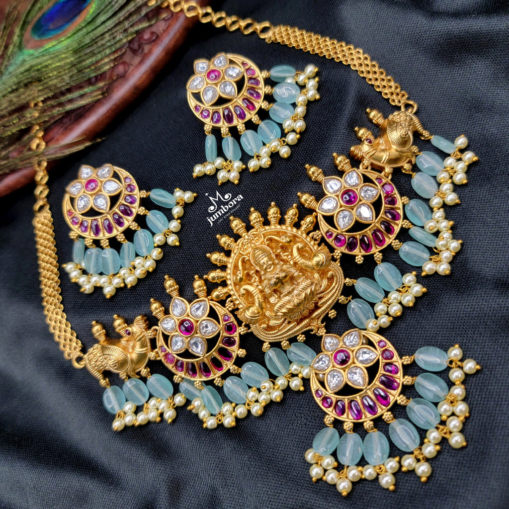 Lakshmi Necklace in Choker Style with Kemp Temple Jewelry