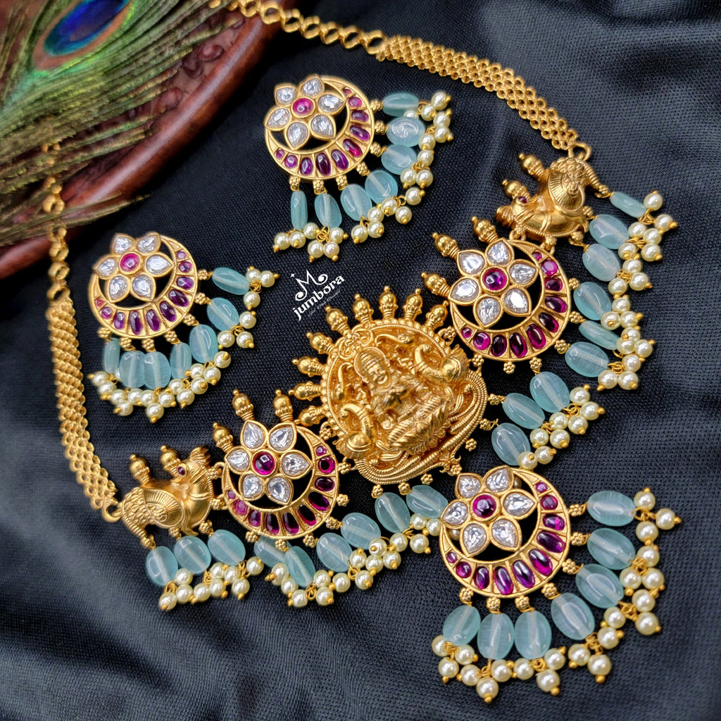 Lakshmi Necklace in Choker Style with Kemp Temple Jewelry