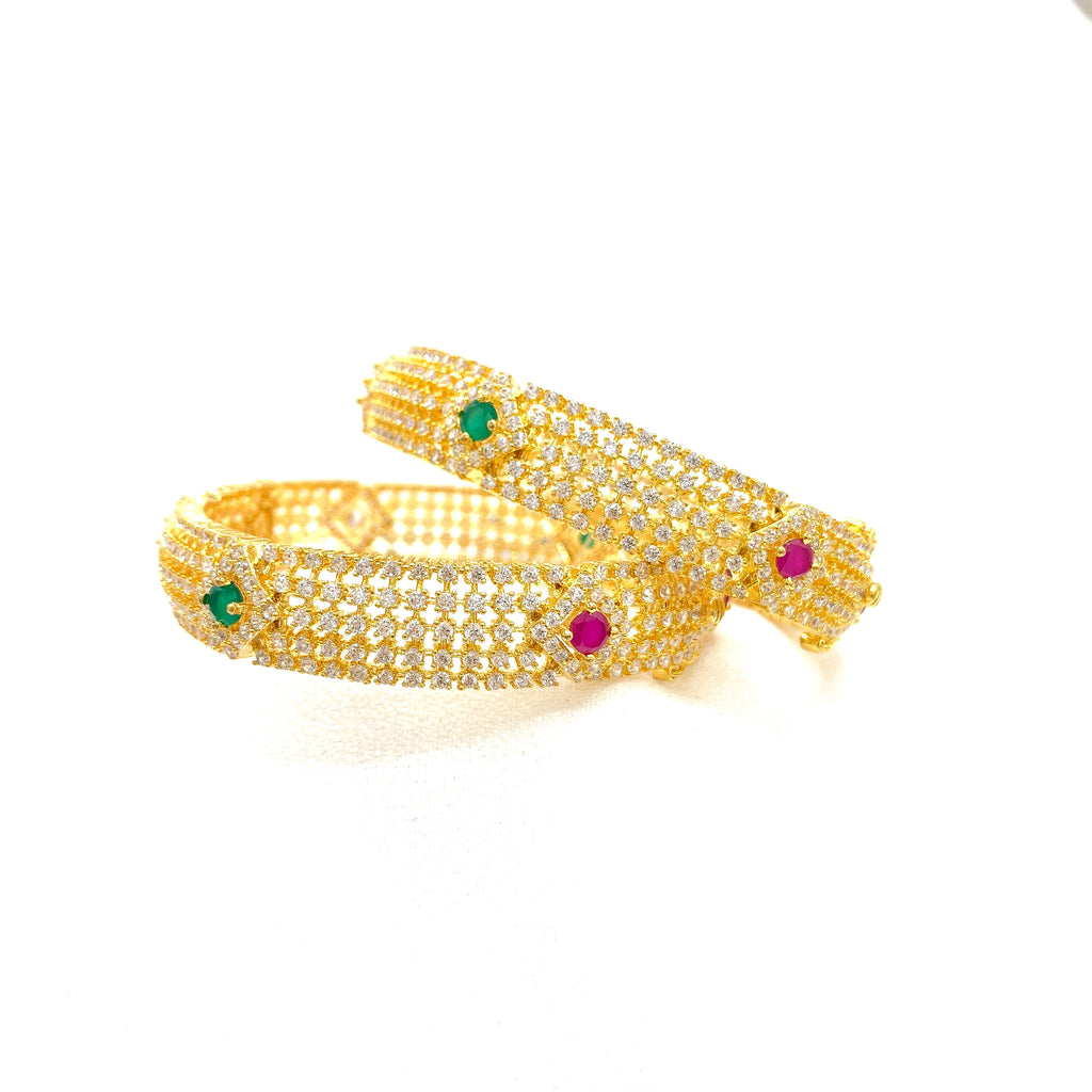 Zircon (CZ) AD Whites, Red, and Green stone Bangle