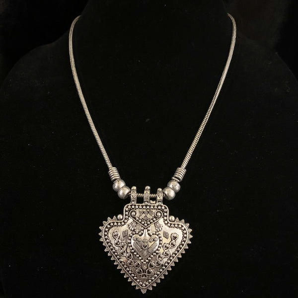 Stylish Chic Boho modern Oxidized silver Chain Necklace