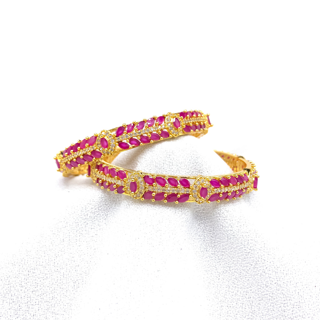 Stunning Cubic Zirconia (CZ) Bangle with Ruby red and white stones