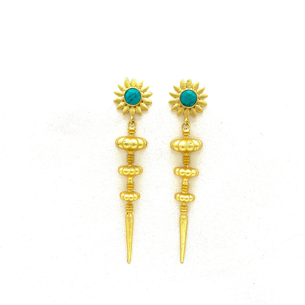 Contemporary Handcrafted Amrapali Earring with Turquoise stud